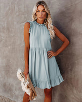 Twirly Ärmelloses Chiffon-Etuikleid - Jeansblau